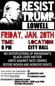 Resist Trump Rally organized by Solidarity Lowell January 20 2017
