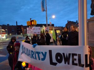 Solidarity Lowell organized a rally against Trump in January 2017