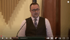 Ian Danskin of Innuendo Studios speaking at a Solidarity Lowell meeting in December 2019
